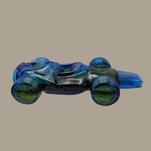 Vintage Avon 1972 Sure Winner Blue Race Car Cologne Bottle Decanter